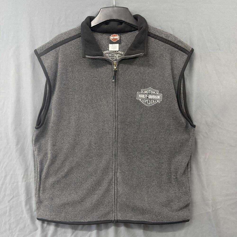 Harley Davidson Men's Fleece Vest Size Small Full Zip Logo on Chest Hand Pockets